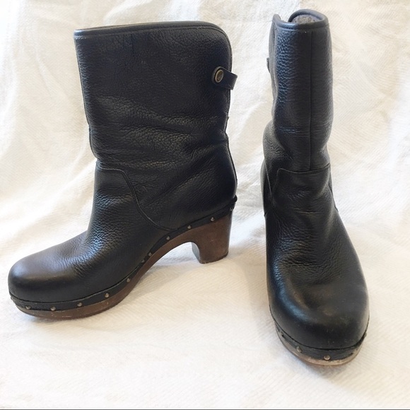 UGG Shoes - [UGG] Sheepskin leather wooden heel boots 7